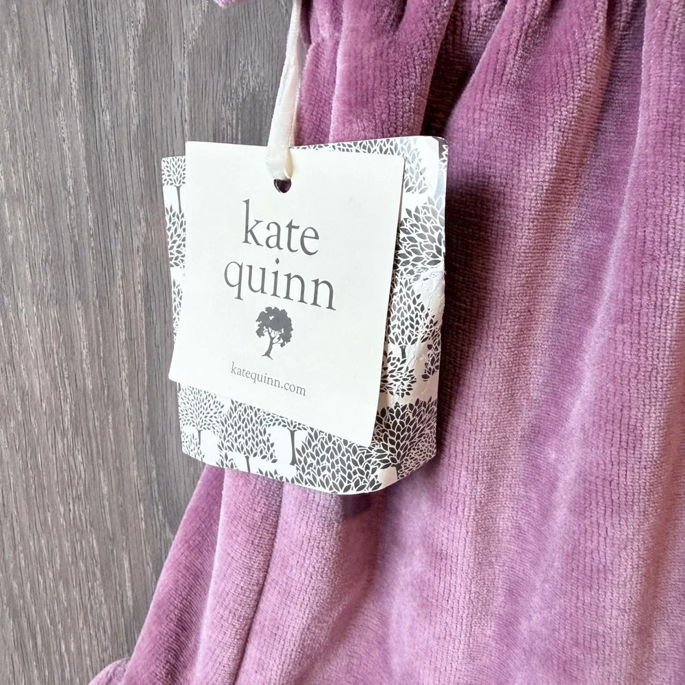 Kate Quinn Pinafore Dress‎ Baby 3-6m Purple Velour Ruffle Flutter Sleeve NWT